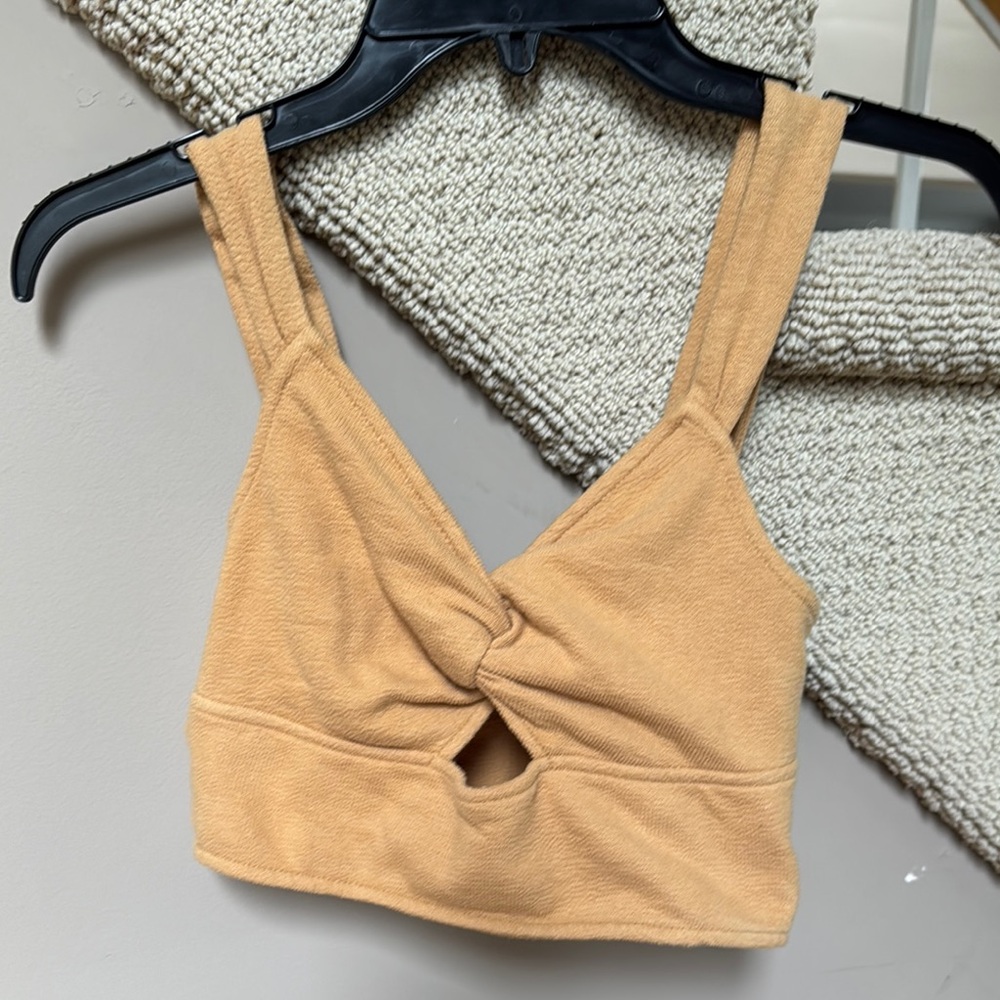Madewell Tan Crop Tie Front Tank Top